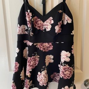 Black formal tank with flowers